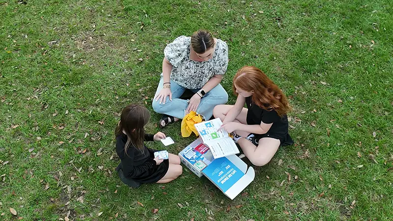 Family playing prayer game